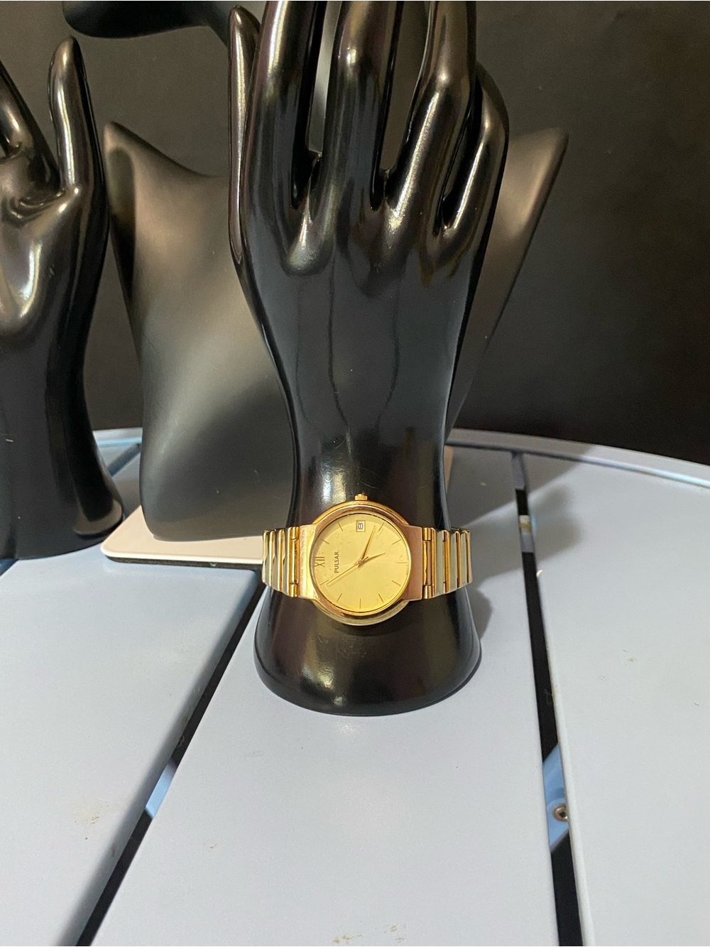 Pulsar Gold Watch Gold Watch With Gold Dial, Gold Bracelet, And Gold